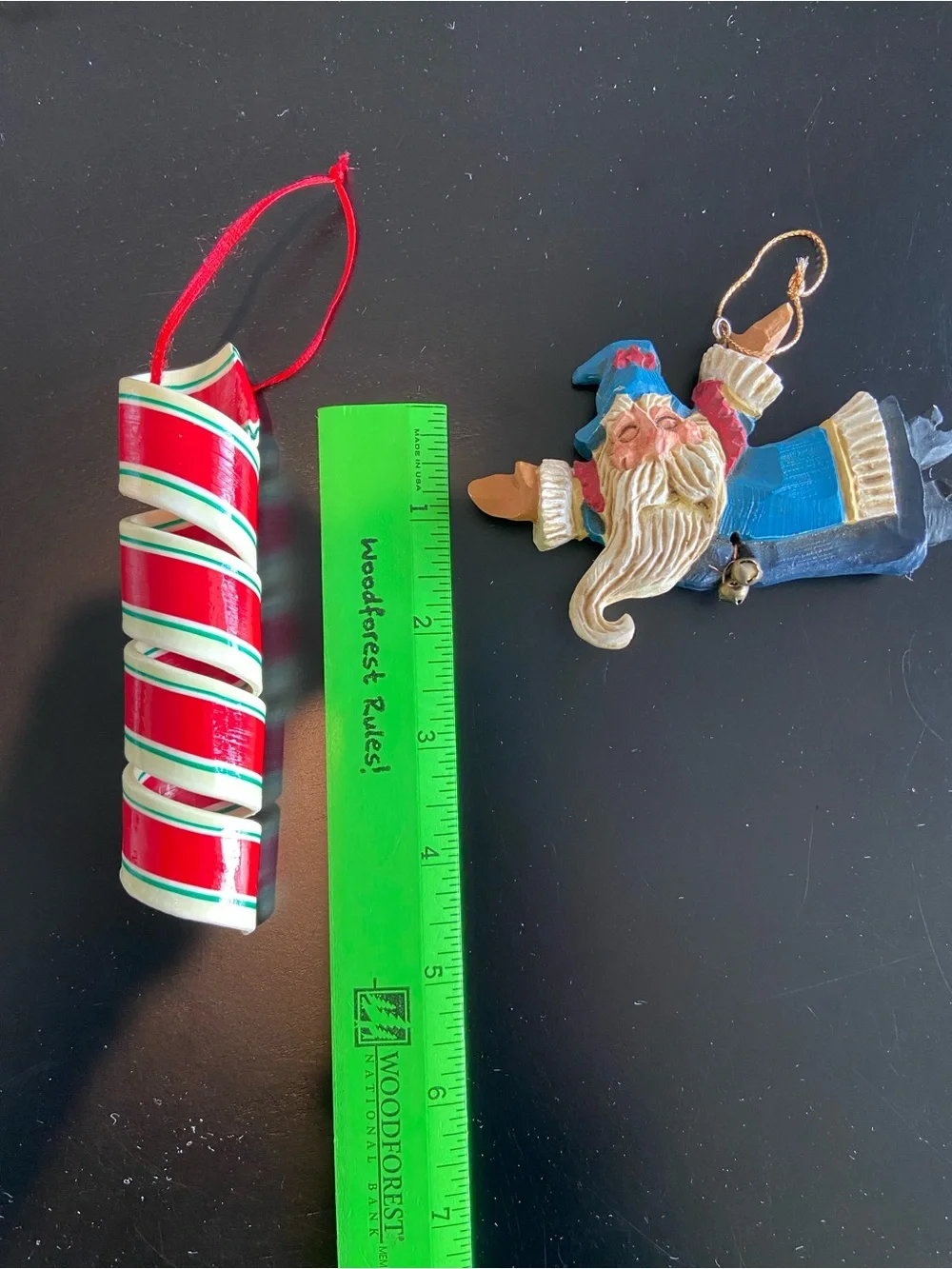 2 mismatched christmas holiday ornaments